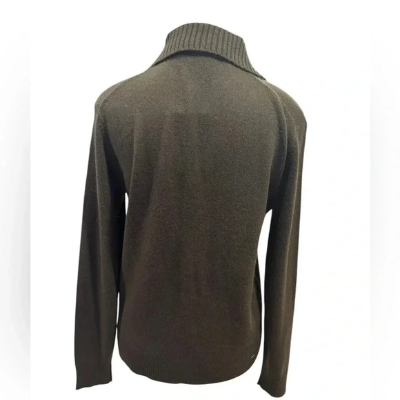 ๐ Theory Polo Collar 100% Soft Cashmere Pullover Sweater Small Olive - Picture 9 of 12